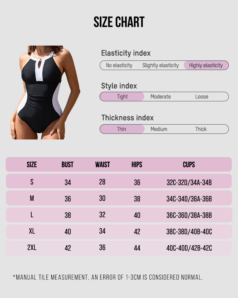Full Coverage Retro Color Block Swimsuit